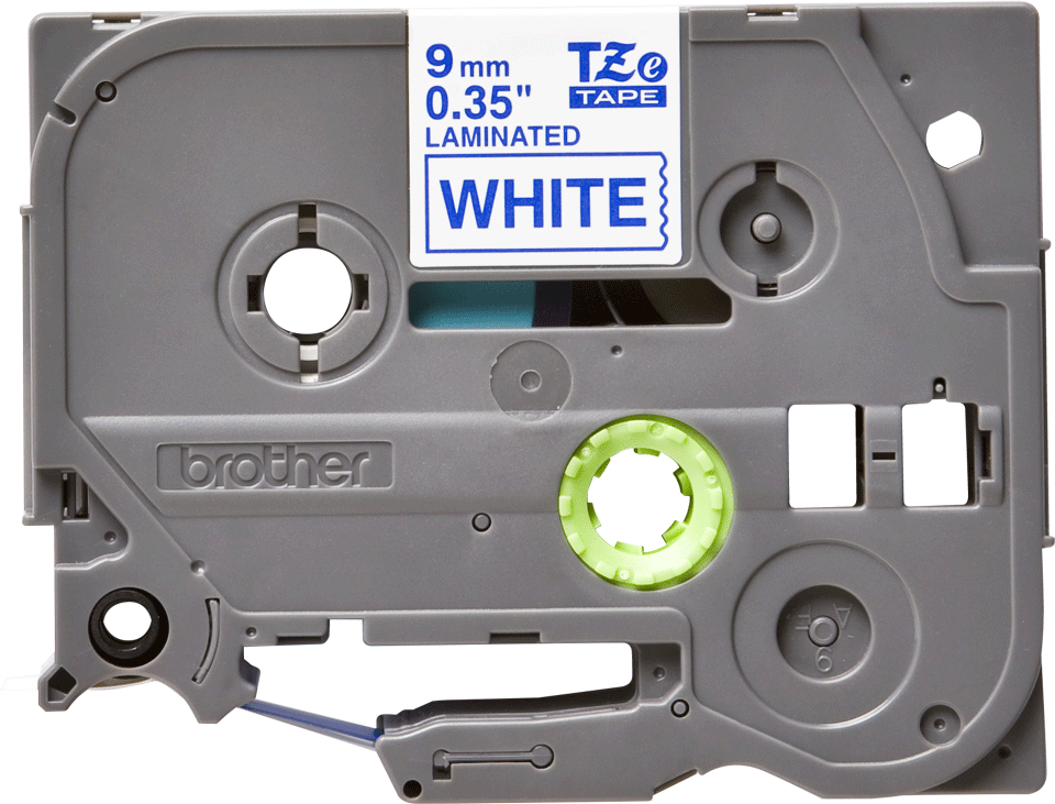 Brother TZe-223 - син текст на бяла ламинирана лента,  9mm ширина 2